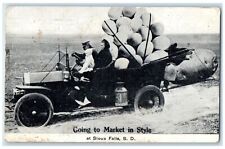 1914 Going To Market In Style Exaggerated Eggs At Sioux Falls SD Car Postcard picture