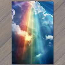 POSTCARD Rainbow Through Clouds Sunbeams Style Colorful Beautiful Hope Fun picture