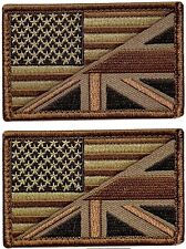USA UK Flag British American Flag Subdued Morale Patch |2PC HOOK BACKING  3