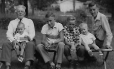 6N Photograph Family Portrait Grandpa Grandfather Old Man Boys Grandsons 1950's picture