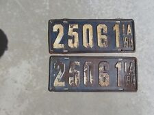 NICE Original PAIR 1914 Iowa IA  Metal License Plates picture