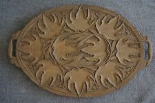 Hand Carved Leaves WALNUT Wood LAP TRAY / WALL HANGING - 26