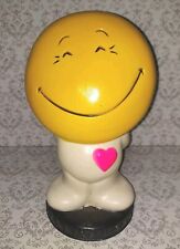 Vintage 1971 Big Smile Play Pal Plastics Coin Bank With Pink Heart picture