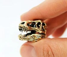 T-Rex Skull Pendant Keychain Tyrannosaurus Rex Brass Handmade Jurassic World... picture