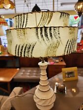 Vintage 1950s 2 tiered fabric glass shade table lamp picture