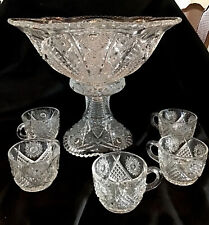 American Cut Glass Punch Bowl Set picture