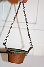 Antique Orientalist Style Hanging Chain Copper Two Handled Planter Arts Crafts picture