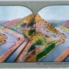 c1900s Platte Canyon Colorado Irrigation Canal Litho Photo Stereo Card V8 picture