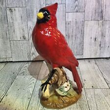 Vintage Red Cardinal Bird On Branch Ceramic Knick Knack Figurine Japan Flaw Read picture