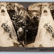 1903 New Bride Marriage Classy Wedding Stereoview Real Photo William Rau V32 picture