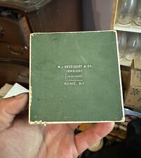 Antique M J Engelbert & Co Jewelers Rome NY Empty Advertising Jewelry Box Green picture