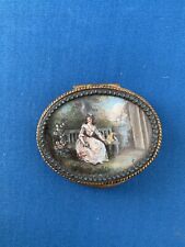 Antique Patch Box Gilt Metal Hand Painted 19th Century picture