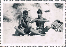Shirtless Guys Trunks Bulge Muscle Affectionate Men Gay Interest Vintage Photo picture