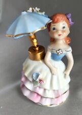 Vintage DEV DeVilbiss Porcelain Lady Perfume Bottle Girl with Umbrella Atomizer picture