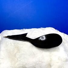 Vintage American Indian Carved Buffalo Horn Spoon Engraved Bird Image Folklore picture