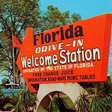 Florida Welcome Stations FREE ORANGE JUICE Havana Florida Vintage Postcard 6369 picture