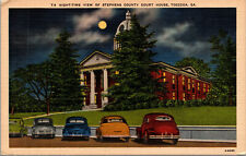 Vtg Toccoa Georgia GA Stephens County Court House Night View Moon 1930s Postcard picture