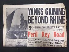 1945 MARCH 13 NEW YORK JOURNAL AMERICAN - YANKS GAINING BEYOND RHINE - NP 2301 picture