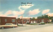 Montana Great Falls Motel Royal automobiles Roadside Postcard Walker 22-2659 picture