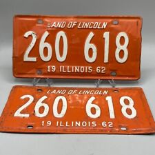 Illinois 1962 Vintage PAIR License Plate Front/Rear Tag Pickup Man Cave Garage picture