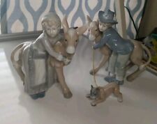 Vintage Ardalt Lenwile Bone China Boy & Girl W/ Donkeys Japan 1 Dog On Chain  picture
