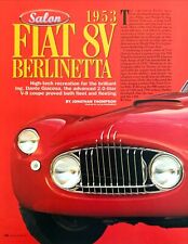 1953 Fiat 8V Berlinetta 1996 Road Test Technical Data Photos Review Article picture