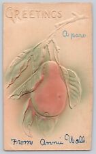 Postcard Vintage Greetings Pear Embossed picture