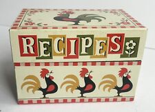VINTAGE STYLECRAFT ROOSTER TIN METAL RECIPE BOX INDEX CARD FILE ADDRESS FARM HEN picture