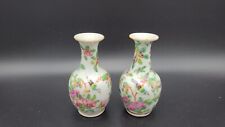 Two Antique 19th Century Miniature Chinese Porcelain Bud Vases Famille Rose picture