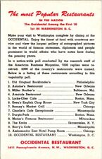 Washington DC Restaurants Most Popular Occidental Advertising Vintage Postcard picture