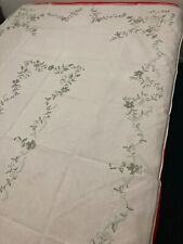 Vintage Rectangle White Grey Embroidery 165x280cm Table Cloth 12 Napkins Linen picture