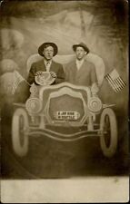 RPPC Joy Ride In Seattle flags patriotic antique car studio real photo postcard picture