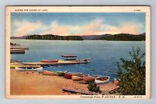 Warner NH-New Hampshire, Along The Shore Of Lake Antique Vintage c1936 Postcard picture