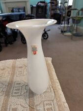 Vintage White Mouth Blown Glass Vase picture