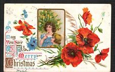 Postcard c1910 May You Have A Merry Christmas Victorian Children w Tree picture