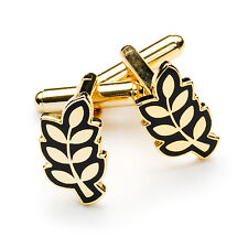 Stunning New Gold Plated Masonic ACACIA LEAF Cufflinks Gift Boxed picture