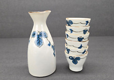 vintage omc japan pottery Otagiri Sake set glaze floral grape white blue brown picture