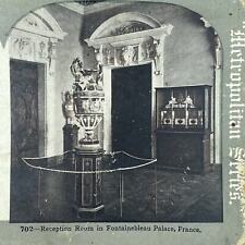 Reception Room in Fontainebleau Palace France - Antique Stereoview Card TJ1-C1 picture