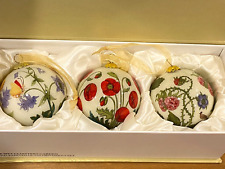 THE MET Cloisters Garden Ornaments New York Hand-Painted Glass in Box - Set of 3 picture