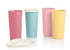 Tupperware Vintage Collection 9oz Tumblers Liquid Tight Seals 4pc Limited Time  picture