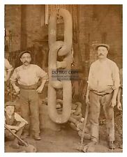 RMS TITANIC WORKERS CONSTRUCTING CHAIN FOR ANCHOR 8X10 SEPIA PHOTOS picture