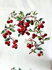 Fab Vintage Wilendur Cherries Tablecloth 54 x 52 Vibrant Blossoms 50’s  picture