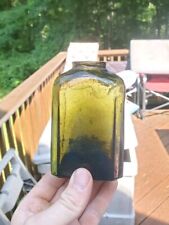 Early Crude Blown 1840s Olive Green Snuff Bottle Pontil picture