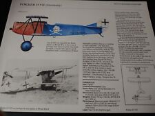 SLEEK ~ Fokker D VII Military Aircraft Plane Profile Data Print ~ LOOK picture