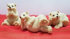 Polar Bear Figurines Set Of 3~Resin~Playful Cuties~Collectable~Giftable picture