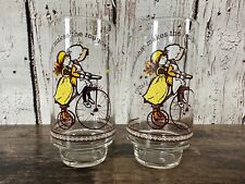 Holly Hobbie Coca-Cola Set of 2 Vintage Limited Edition Happy Talk Glasses picture