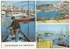 Souvenir of Greece, Vintage PC, Tourkolimano-Fisherman, 3 Views picture