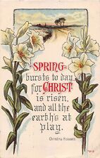 1912 Easter Postcard-Lovely Lilies, Country Road Scene & Christina Rossetti Poem picture