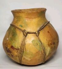Native American Tarahumara Sinew Wrapped Pottery Olla Vessel 4 1/4