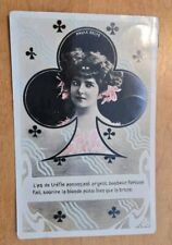 Paule Delys Theatre Actress In Club Playing Card Tinted Photo RPPC Postcard picture